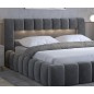 Lit 140x200 rembourré en velours luxe avec coffre et éclairage LED, gris foncé, LANA Lit 140x200 rembourré en velours luxe avec coffre et éclairage LED, gris foncé, LANA