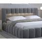Lit 180x200 rembourré en velours luxe avec coffre et éclairage LED, gris foncé, LANA Lit 180x200 rembourré en velours luxe avec coffre et éclairage LED, gris foncé, LANA