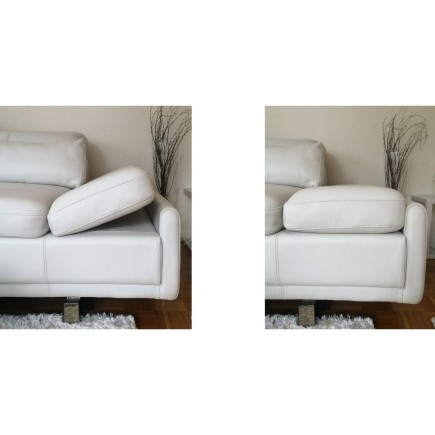 - Canapé d'angle en cuir italien 6/7 places IZEN, blanc, version LUXE, angle gauche