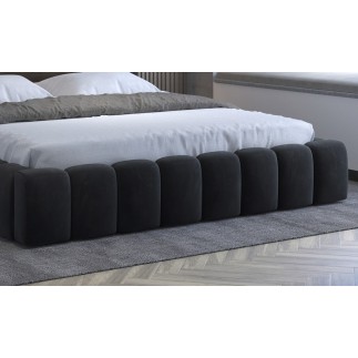 Lit 140x200 rembourré en velours luxe avec coffre et éclairage LED, anthracite, LANA