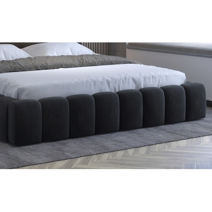 Lit 140x200 rembourré en velours luxe avec coffre et éclairage LED, anthracite, LANA