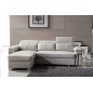 Canapé d'angle convertible en cuir buffle italien 5 places, ALLURE, blanc, angle gauche Canapé d'angle convertible en cuir buffle italien 5 places, ALLURE, blanc, angle gauche