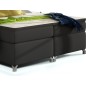 Ensemble boxspring complet tête de lit + sommiers + matelas + surmatelas BASSANO - en simili cuir noir - 140x200 cm