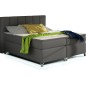 Ensemble boxspring complet tête de lit + sommiers + matelas + surmatelas BASSANO - en simili cuir gris foncé - 140x200 cm Ensemble boxspring complet tête de lit + sommiers + matelas + surmatelas BASSANO - en simili cuir gris foncé - 140x200 cm