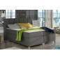Ensemble boxspring complet tête de lit + sommiers + matelas + surmatelas BASSANO - en simili cuir gris foncé - 140x200 cm Ensemble boxspring complet tête de lit + sommiers + matelas + surmatelas BASSANO - en simili cuir gris foncé - 140x200 cm