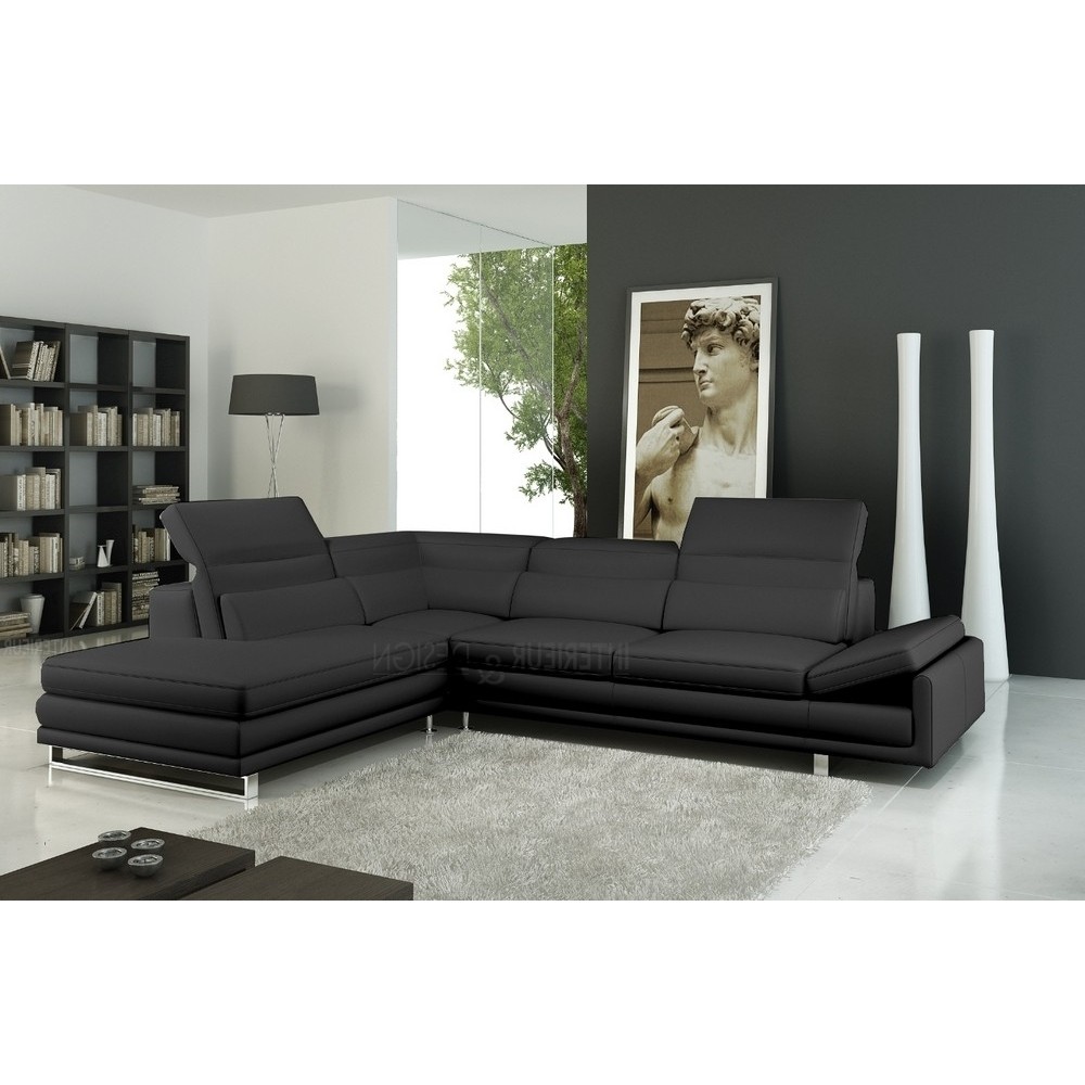 Canapé d'angle en cuir italien 6/7 places IZEN, noir, version LUXE, angle gauche Canapé d'angle en cuir italien 6/7 places IZEN, noir, version LUXE, angle gauche