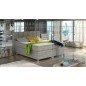 Ensemble boxspring complet tête de lit + sommiers + matelas + surmatelas BASSANO - en tissu gris chiné - 140x200 cm Ensemble boxspring complet tête de lit + sommiers + matelas + surmatelas BASSANO - en tissu gris chiné - 140x200 cm