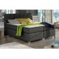 Ensemble boxspring complet tête de lit + sommiers + matelas + surmatelas BASSANO - en tissu gris-noir - 140x200 cm Ensemble boxspring complet tête de lit + sommiers + matelas + surmatelas BASSANO - en tissu gris-noir - 140x200 cm