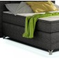 Ensemble boxspring complet tête de lit + sommiers + matelas + surmatelas BASSANO - en tissu gris-noir - 140x200 cm Ensemble boxspring complet tête de lit + sommiers + matelas + surmatelas BASSANO - en tissu gris-noir - 140x200 cm