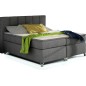 Ensemble boxspring complet tête de lit + sommiers + matelas + surmatelas BASSANO - en tissu gris foncé - 140x200 cm