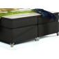 Ensemble boxspring complet tête de lit + sommiers + matelas + surmatelas BASSANO - en tissu noir - 140x200 cm Ensemble boxspring complet tête de lit + sommiers + matelas + surmatelas BASSANO - en tissu noir - 140x200 cm