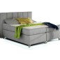 Ensemble boxspring complet tête de lit + sommiers + matelas + surmatelas BASSANO - en tissu gris - 140x200 cm Ensemble boxspring complet tête de lit + sommiers + matelas + surmatelas BASSANO - en tissu gris - 140x200 cm