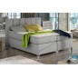 Ensemble boxspring complet tête de lit + sommiers + matelas + surmatelas BASSANO - en tissu gris - 180x200 cm Ensemble boxspring complet tête de lit + sommiers + matelas + surmatelas BASSANO - en tissu gris - 180x200 cm