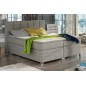 Ensemble boxspring complet tête de lit + sommiers + matelas + surmatelas BASSANO - en tissu gris chiné - 160x200 cm Ensemble boxspring complet tête de lit + sommiers + matelas + surmatelas BASSANO - en tissu gris chiné - 160x200 cm