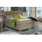 Ensemble boxspring complet tête de lit + sommiers + matelas + surmatelas BASSANO - en tissu marron chiné - 180x200 cm Ensemble boxspring complet tête de lit + sommiers + matelas + surmatelas BASSANO - en tissu marron chiné - 180x200 cm