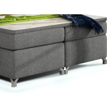 Ensemble boxspring complet tête de lit + sommiers + matelas + surmatelas BASSANO - en tissu gris foncé - 160x200 cm