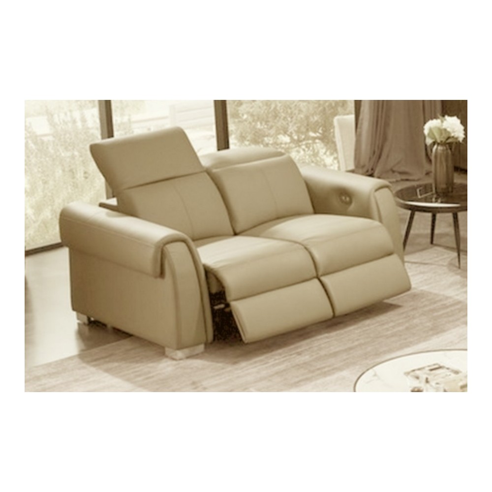 Canapé 3 places avec 2 relax électriques en cuir italien buffle TOPRELAX, beige Canapé 3 places avec 2 relax électriques en cuir italien buffle TOPRELAX, beige
