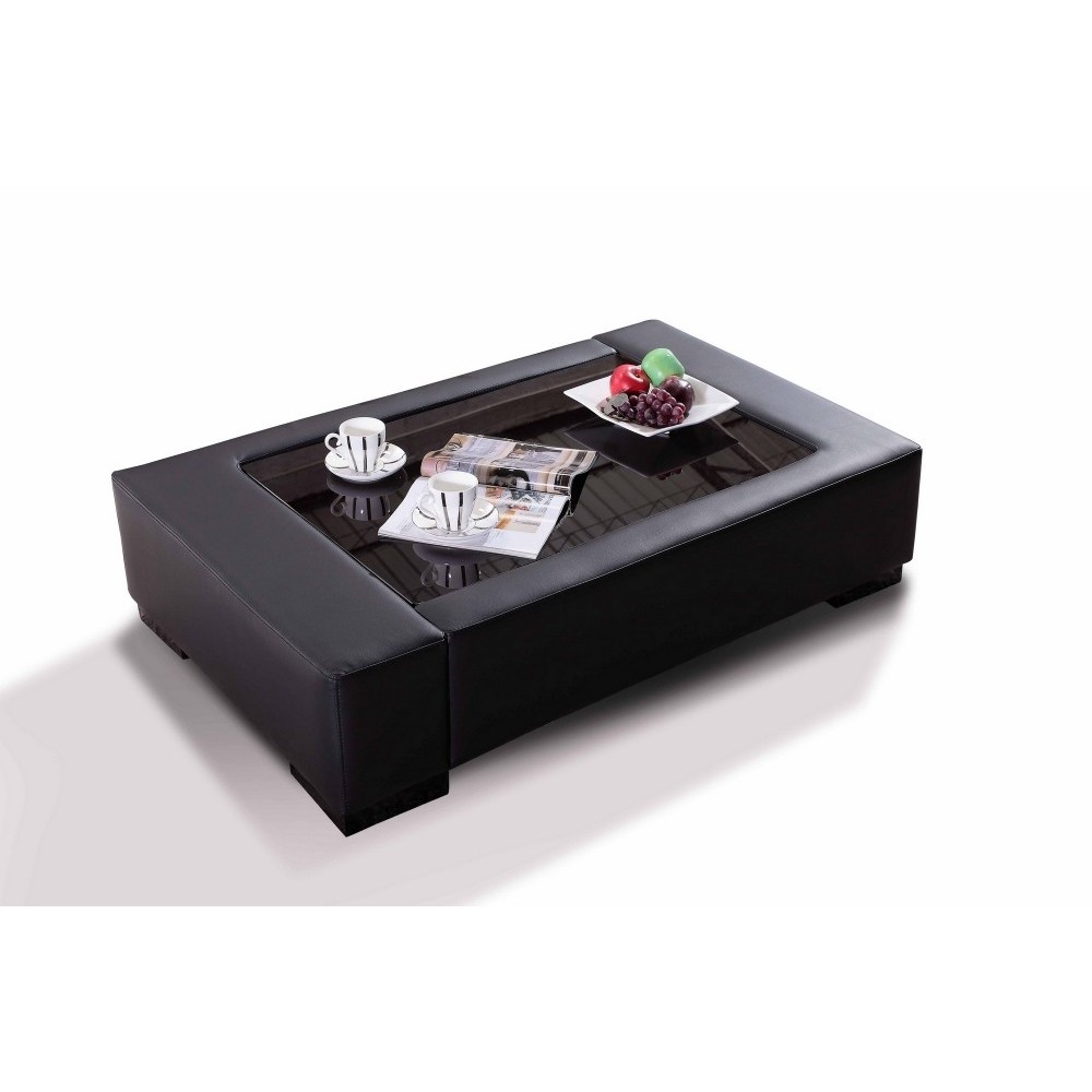 Table basse en cuir italien ZANA, noir Table basse en cuir italien ZANA, noir