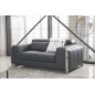 Ensemble Canapé 3 places et 2 places et fauteuil 1 place en cuir luxe italien buffle LUXY, gris foncé
