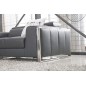 Ensemble Canapé 3 places et 2 places et fauteuil 1 place en cuir luxe italien buffle LUXY, gris foncé