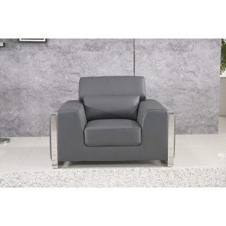 Ensemble Canapé 3 places et 2 places et fauteuil 1 place en cuir luxe italien buffle LUXY, gris foncé