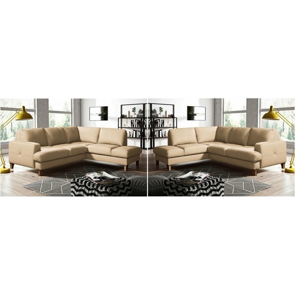 2eme paiement de la commande: 2 Canapés d'angle convertible cuir italien luxe 4/5 places coffre FARELI beige: 1 canapé angle dro