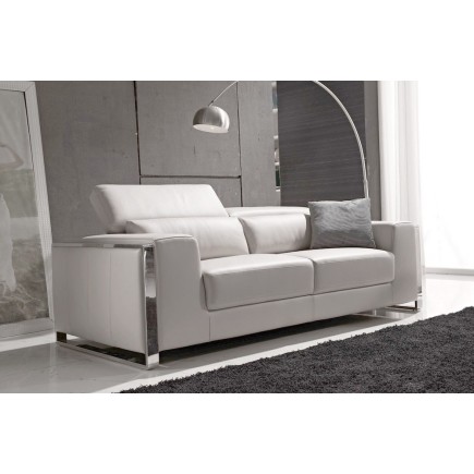 Ensemble Canapé 3 places et 2 places en cuir italien buffle LUXY, blanc