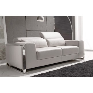 Ensemble Canapé 3 places et 2 places en cuir italien buffle LUXY, blanc