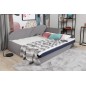 Banquette lit gigogne en tissu de qualité beige et chocolat, angle droit - AGATA, 3 places Banquette lit gigogne en tissu de qualité beige et chocolat, angle droit - AGATA, 3 places