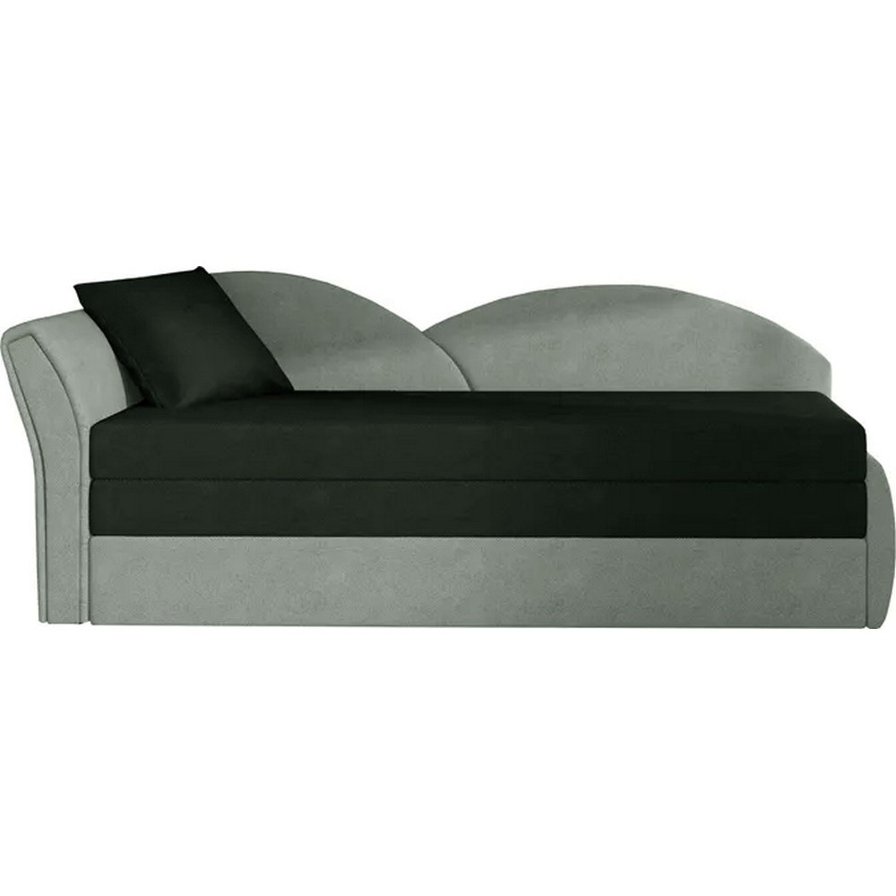 Banquette lit gigogne en tissu de qualité bicolore noir et gris-vert, angle gauche - AGATA, 3 places Banquette lit gigogne en tissu de qualité bicolore noir et gris-vert, angle gauche - AGATA, 3 places