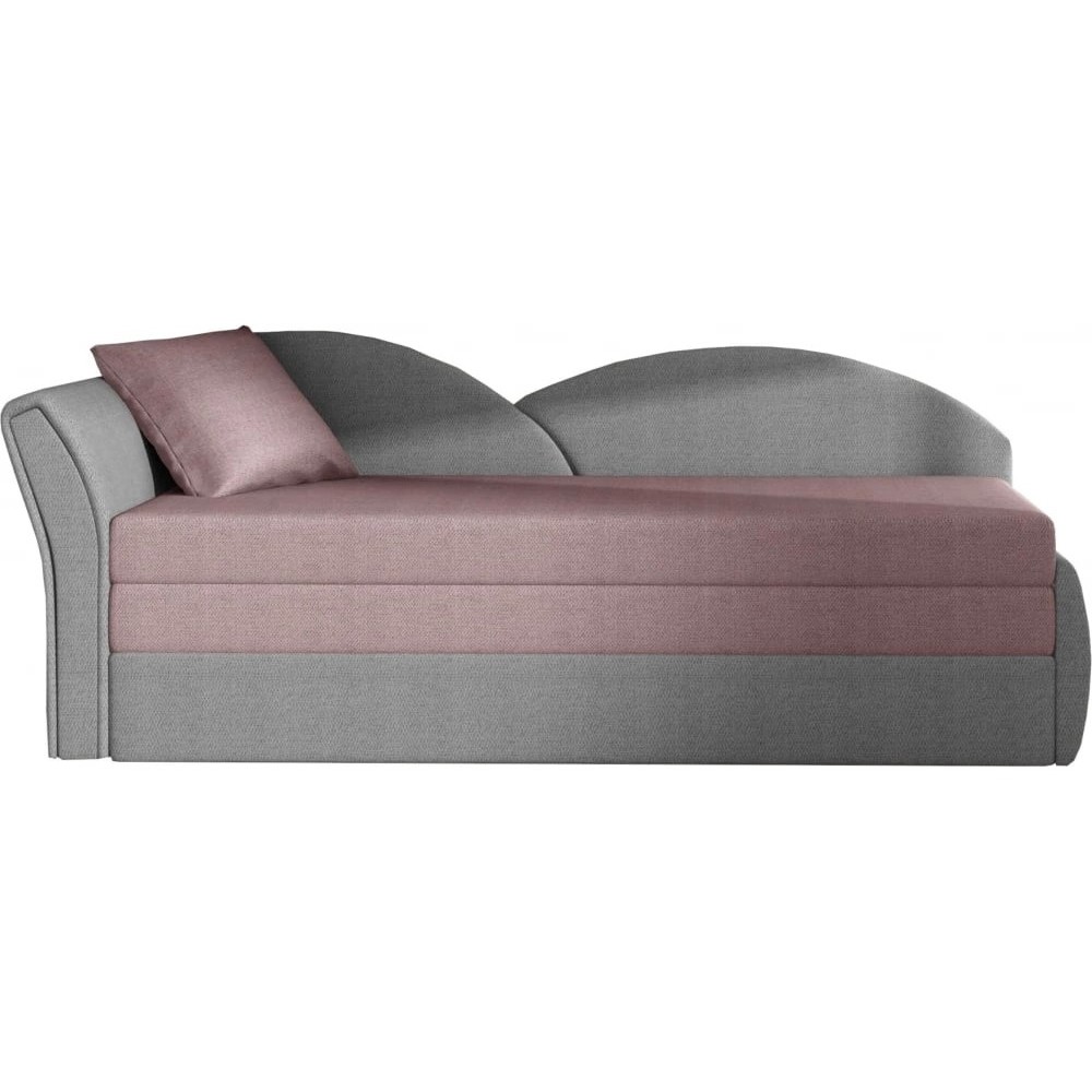 Banquette lit gigogne en tissu de qualité rose et gris, angle gauche - AGATA, 3 places Banquette lit gigogne en tissu de qualité rose et gris, angle gauche - AGATA, 3 places