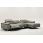 Canapé d'angle en cuir italien 5 places RELAXIA, gris clair, angle droit Canapé d'angle en cuir italien 5 places RELAXIA, gris clair, angle droit