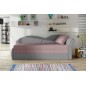 Banquette lit gigogne en tissu de qualité rose et gris, angle droit - AGATA, 3 places Banquette lit gigogne en tissu de qualité rose et gris, angle droit - AGATA, 3 places