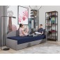 Banquette lit gigogne en tissu de qualité rose et gris, angle droit - AGATA, 3 places Banquette lit gigogne en tissu de qualité rose et gris, angle droit - AGATA, 3 places