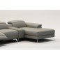 Canapé d'angle en cuir italien 5 places RELAXIA, gris clair, angle droit Canapé d'angle en cuir italien 5 places RELAXIA, gris clair, angle droit