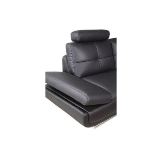 Canapé d'angle en cuir buffle italien de luxe 6/7 places BELLALIGNA, noir, angle gauche