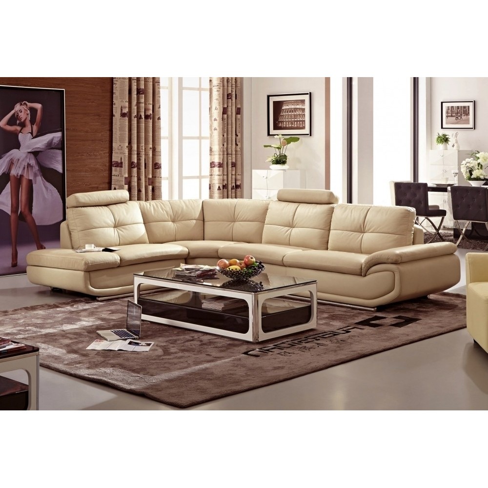 - Canapé d'angle en cuir buffle italien de luxe 6/7 places BELLALIGNA, beige, angle gauche - Canapé d'angle en cuir buffle italien de luxe 6/7 places BELLALIGNA, beige, angle gauche