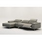 Canapé d'angle en cuir italien 5 places RELAXIA, gris clair, angle gauche Canapé d'angle en cuir italien 5 places RELAXIA, gris clair, angle gauche