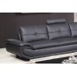 Canapé d'angle en cuir buffle italien de luxe 6/7 places BELLALIGNA, noir, angle droit
