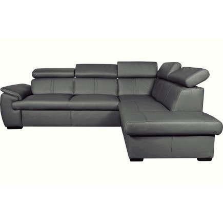 2eme paiement commande : Canapé d'angle en 100% cuir de luxe italien convertible et avec coffre, 5/6 places citizen, couleur gri
