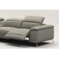 Canapé d'angle en cuir italien 5 places RELAXIA, gris clair, angle gauche Canapé d'angle en cuir italien 5 places RELAXIA, gris clair, angle gauche