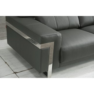 Ensemble canapé 3 places et 2 places et fauteuil en cuir italien buffle VERONE, couleur gris foncé