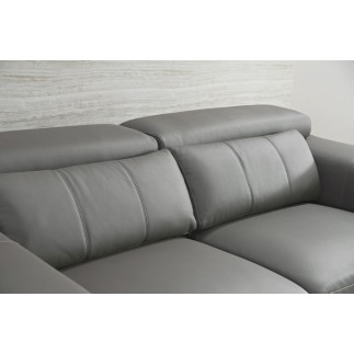 Ensemble canapé 3 places et 2 places et fauteuil en cuir italien buffle VERONE, couleur gris foncé