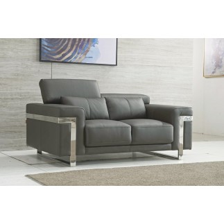 Ensemble canapé 3 places et 2 places et fauteuil en cuir italien buffle VERONE, couleur gris foncé