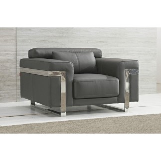 Ensemble canapé 3 places et 2 places et fauteuil en cuir italien buffle VERONE, couleur gris foncé