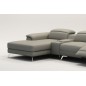 Canapé d'angle en cuir italien 5 places RELAXIA, gris clair, angle gauche Canapé d'angle en cuir italien 5 places RELAXIA, gris clair, angle gauche