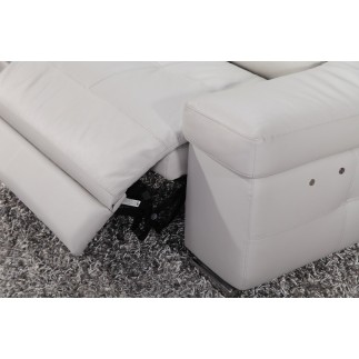 Canapé d'angle double relax en cuir de buffle italien de luxe 5 places BiRELAX, blanc cassé, angle gauche