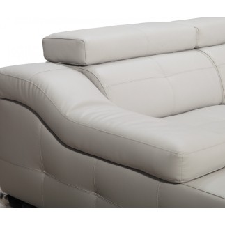 Canapé d'angle double relax en cuir de buffle italien de luxe 5 places BiRELAX, blanc cassé, angle gauche