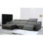 Canapé d'angle double relax en cuir de buffle italien de luxe 5 places BiRELAX, gris foncé, angle gauche Canapé d'angle double relax en cuir de buffle italien de luxe 5 places BiRELAX, gris foncé, angle gauche