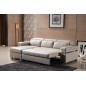 - Canapé d'angle convertible en cuir buffle italien 5 places, ALLURE, beige, angle gauche